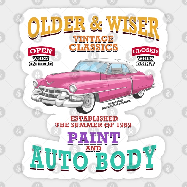 Older & Wiser Auto Body Classic Car Garage Hot Rod Novelty Gift Sticker by Airbrush World